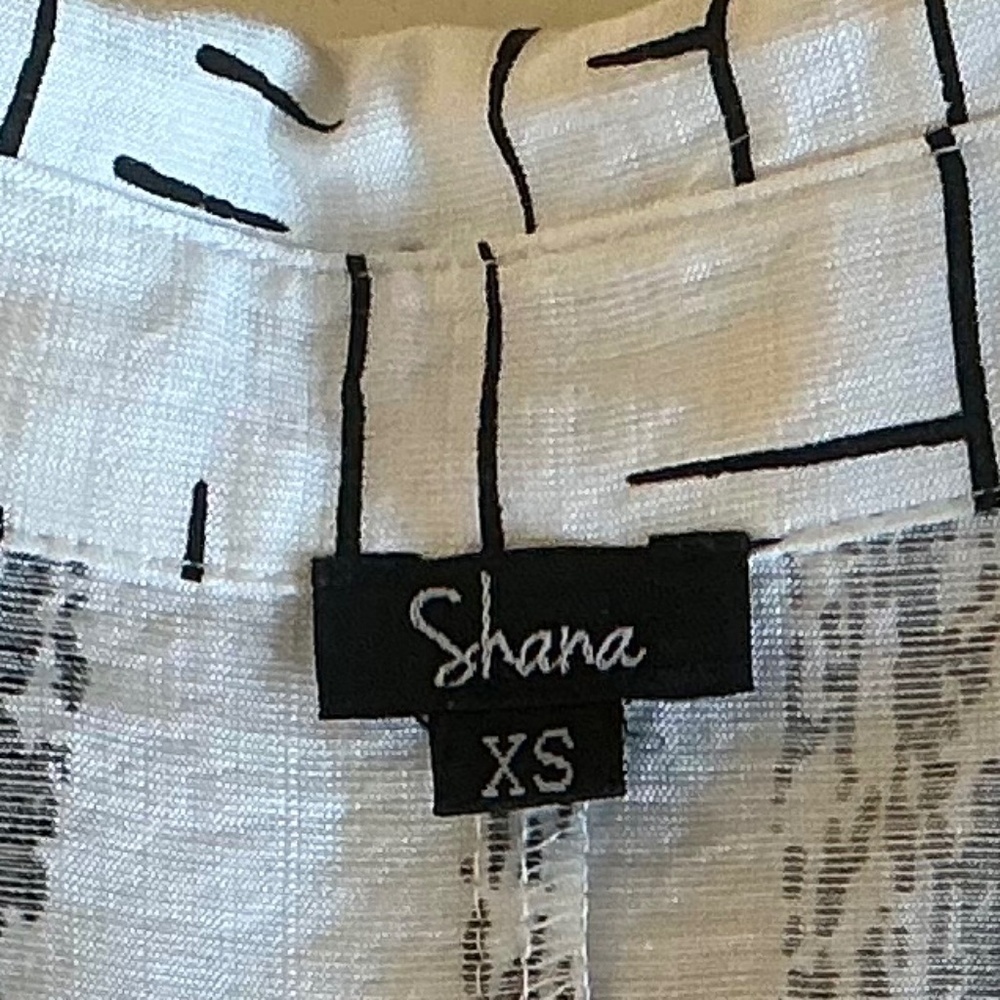 Shana White Black Abstract Relaxed Shirt Dress Artsy Lagenlook Bubble Hem XS - Picture 12 of 12